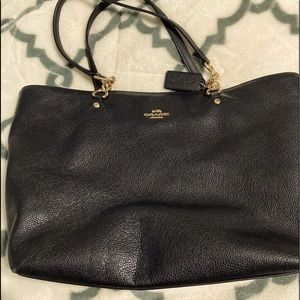 Coach black leather bag with gold tone hardware